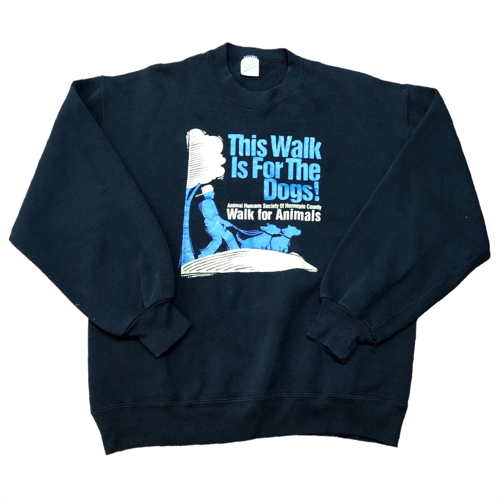 Jerzees VINTAGE Jerzees Sweatshirt USA Made Black Adult L Crew Neck Pullover Graphic Print Cat Bird Walk For Animals 80s USA Men Size US L / EU 52-54 / 3 - 2 Thumbnail
