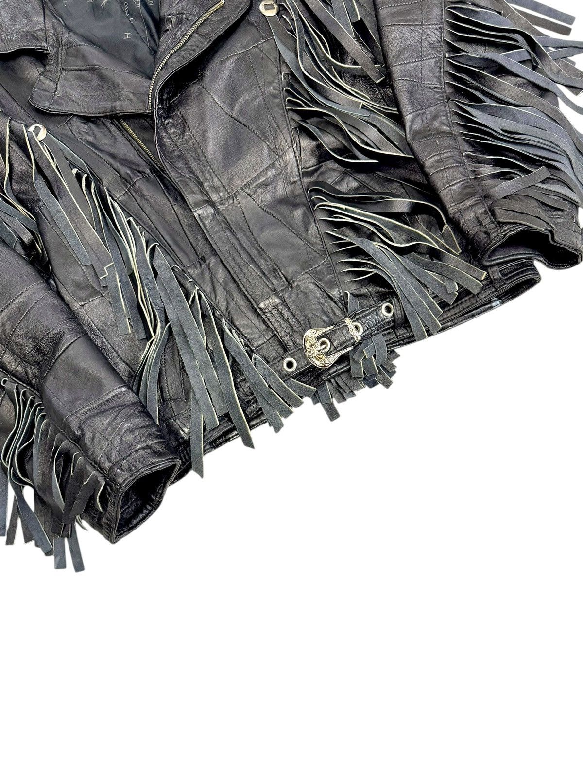 Genuine Leather Vintage Black Fringe Leather Jacket Biker Western Cropped Size US L / EU 52-54 / 3 - 5 Thumbnail
