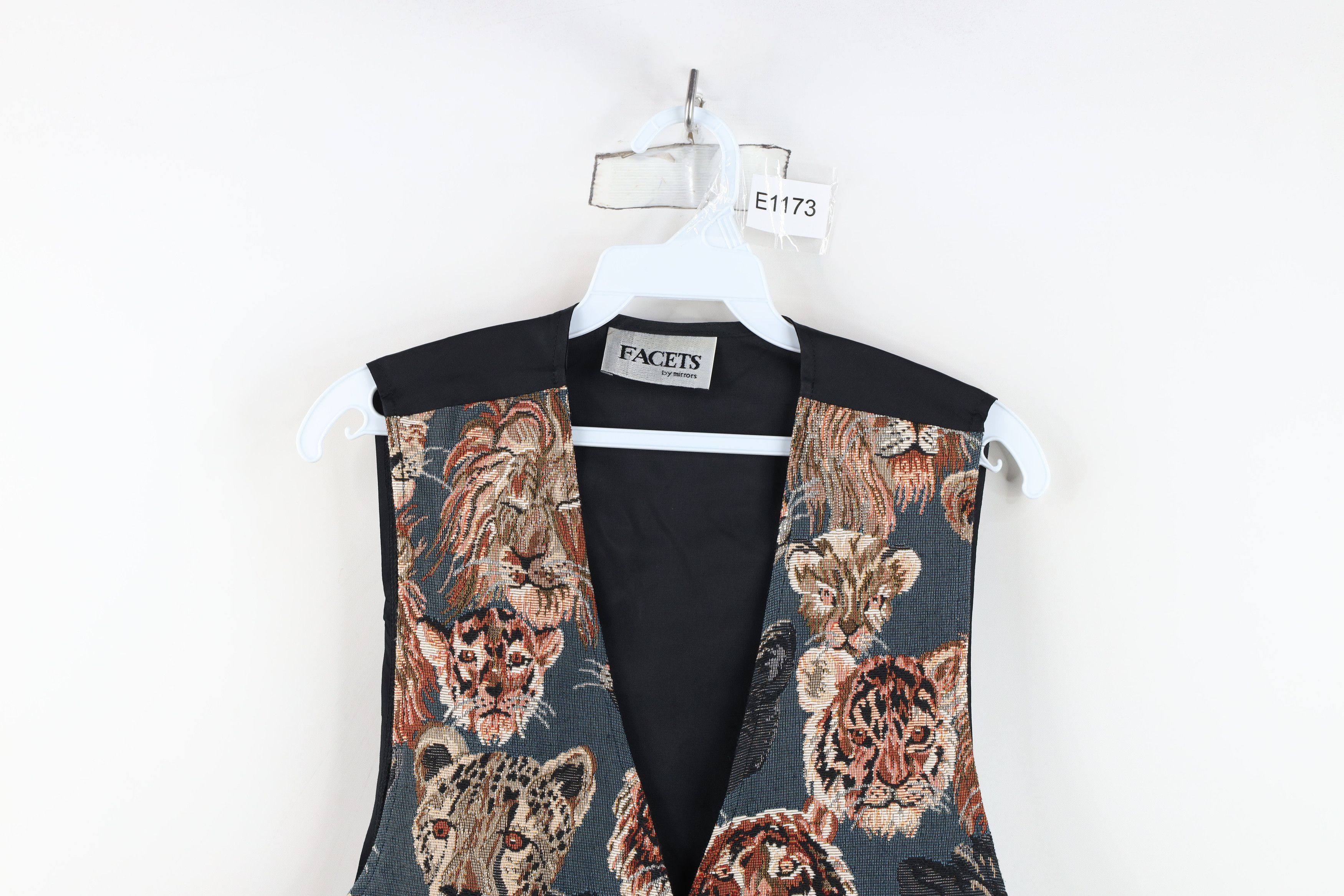 Vintage Vintage 90s Streetwear Needlepoint Big Cat Tie Back Vest USA Size M / US 6-8 / IT 42-44 - 2 Thumbnail