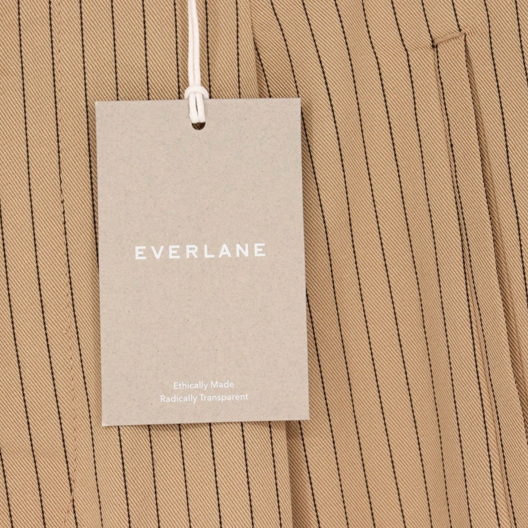 Everlane EVERLANE Women’s Pinstripe Wide-Leg Pleated Pants 6S Tan Beige Dress Pants Workwear Casual Business Size 28" / US 6 / IT 42 - 4 Thumbnail