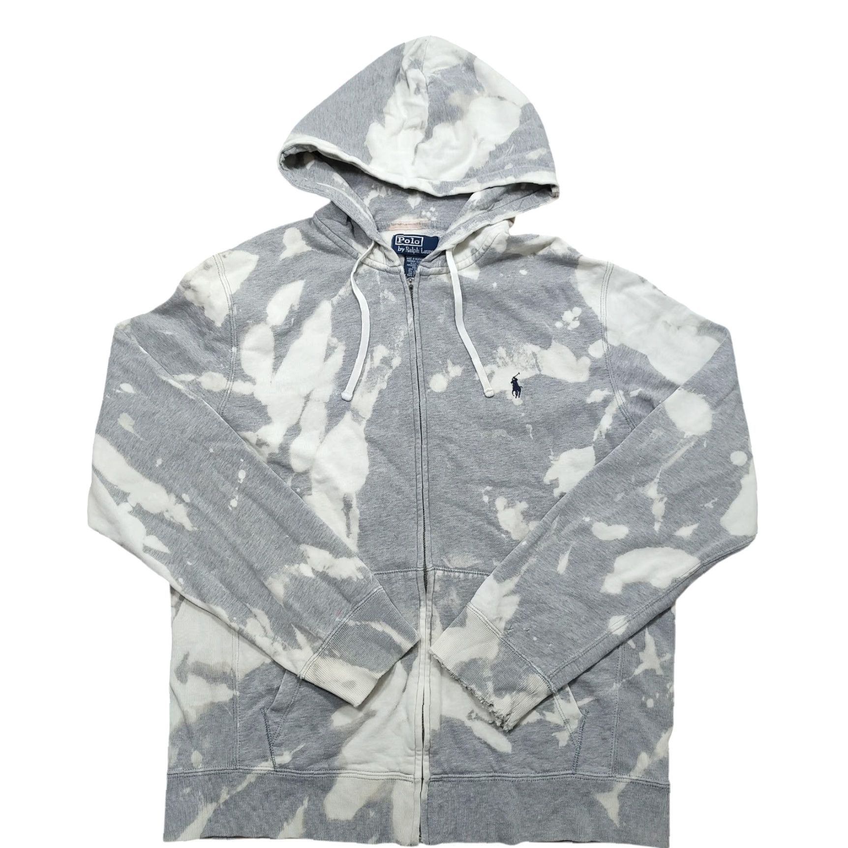 Polo Ralph Lauren VINTAGE Polo Ralph Lauren Full Zip Hoodie Sweatshirt Gray Tie Dye Acid Wash M Mens Size US M / EU 48-50 / 2 - 2 Thumbnail