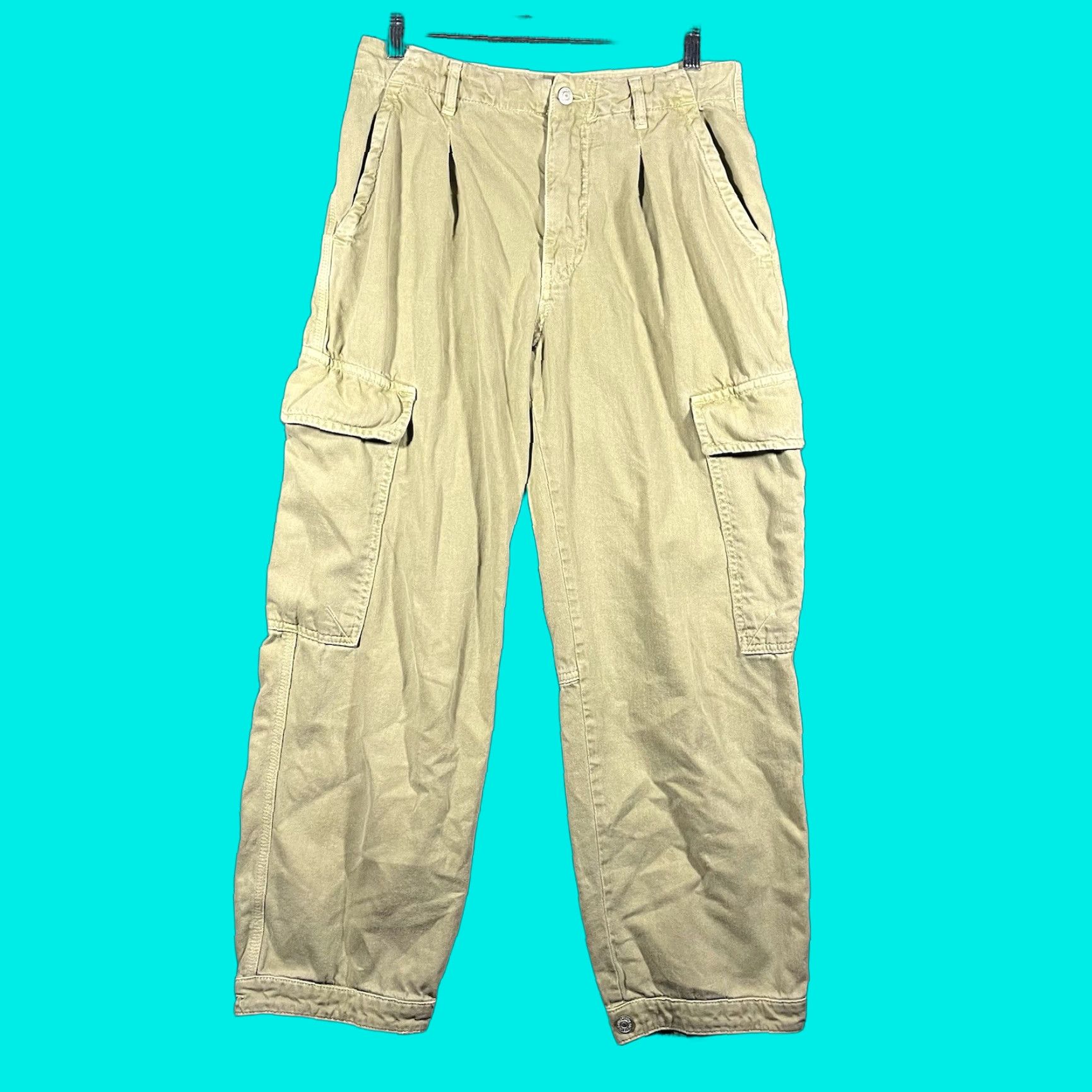 Free People Free People Cargo Pants Women Size 6 Beige Cotton Boho Grunge Utility Pockets Casual Party/Cocktail Travel Fall Spring Summer Winter 6 Womens Size 28" / US 6 / IT 42 - 1 Thumbnail