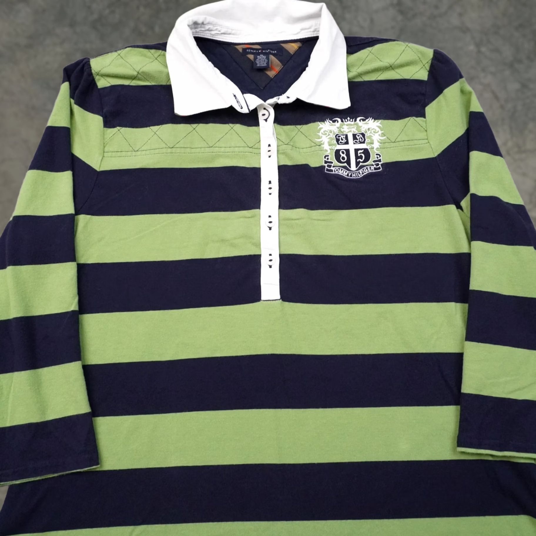 Tommy Hilfiger Tommy Hilfiger Shirt Womens L Multicolor Striped Long Sleeve Collared Pullover Casual Short Sleeve? Size L / US 10 / IT 46 - 1 Thumbnail