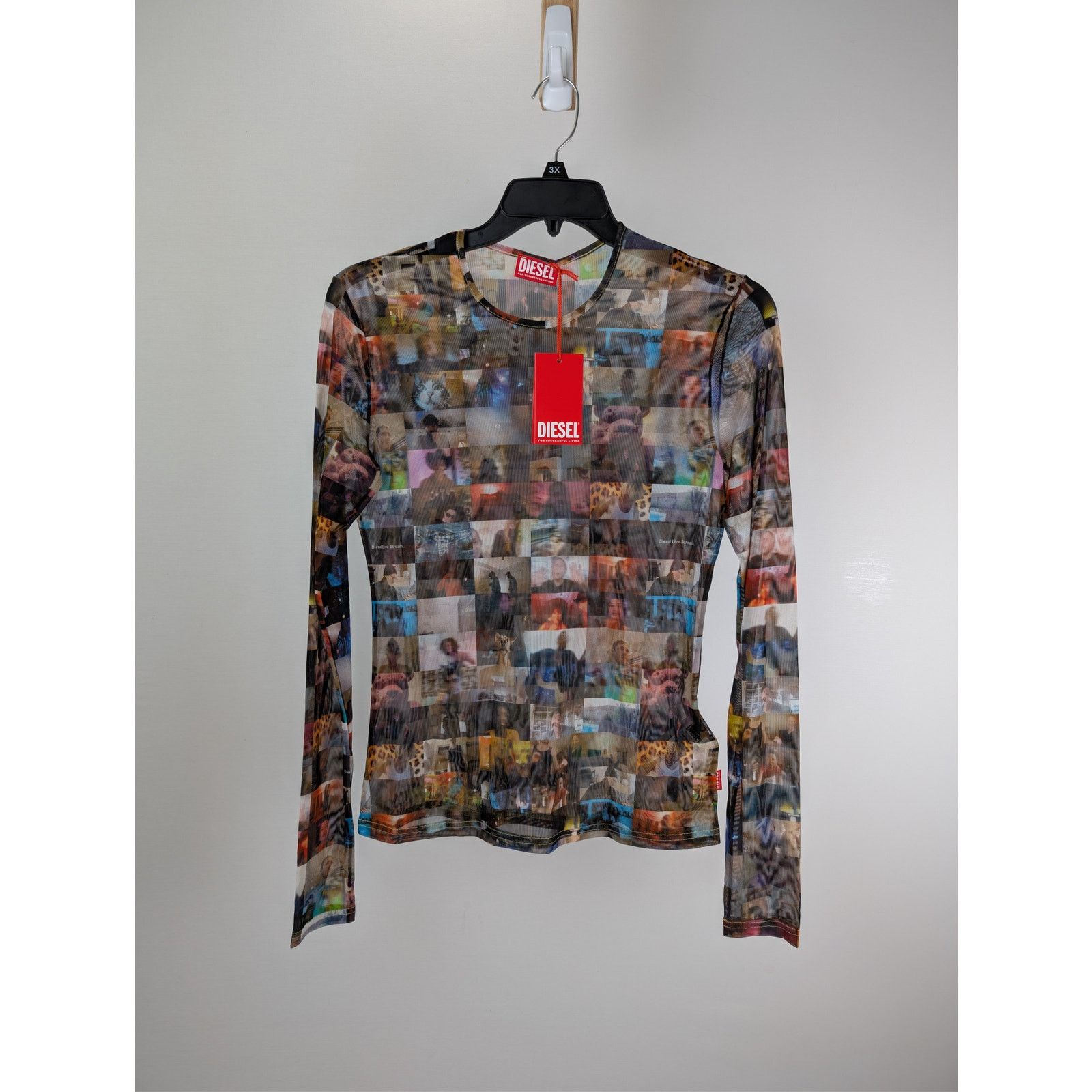 Diesel o1rshd1 'T Lixy' top in multicolor stretch tulle T-Shirt Size US L / EU 52-54 / 3 - 8 Thumbnail