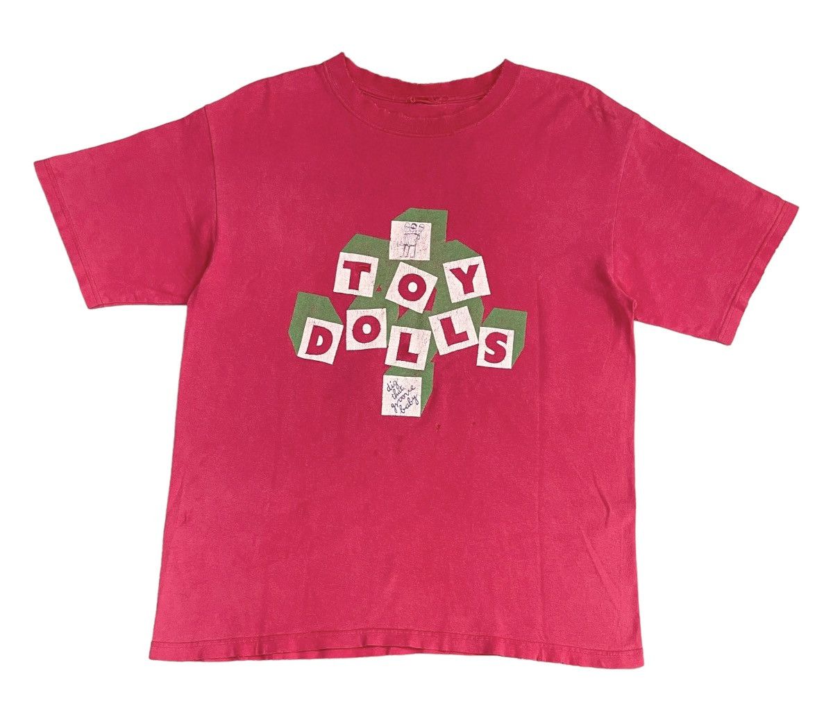 image of Band Tees x Rock Band 90's Vintage Distressed The Toy Dolls Tee in Red, Men's (Size Large)