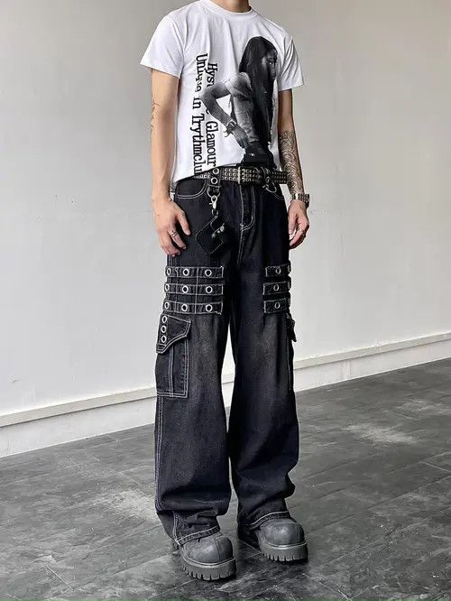 VIBE Cargo Denim Jeans, Stack Jeans, y2k Cargo Jeans Size US 30 / EU 46 - 8 Thumbnail
