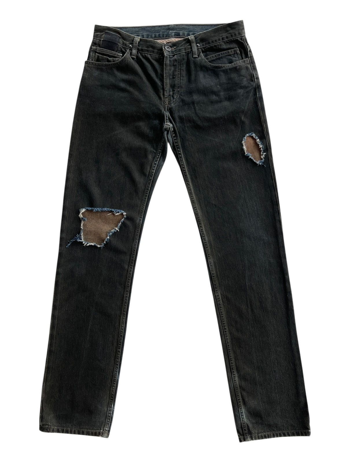 Rick Owens SLAB WFO2010 Distressed Waxed Denim Size US 31 - 1 Thumbnail