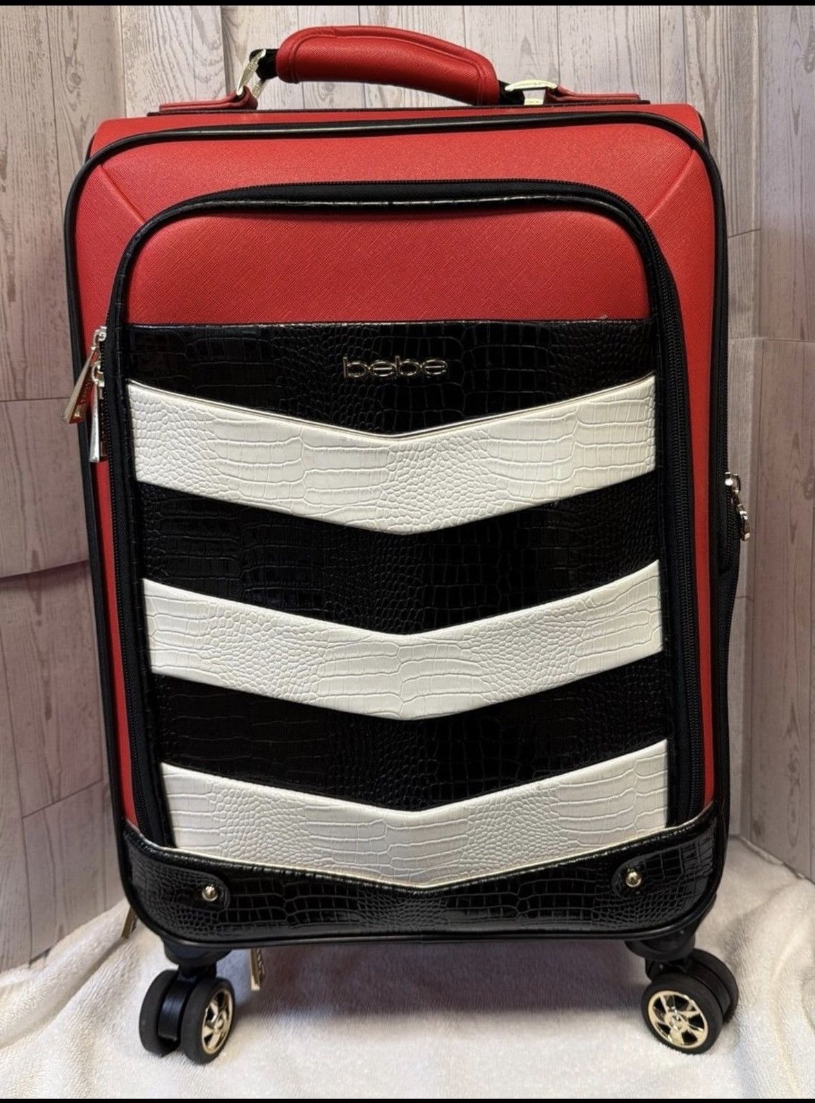 Bebe Bebe Red Rolling Carry-On Suitcase Spinner Luggage Size ONE SIZE - 1 Thumbnail