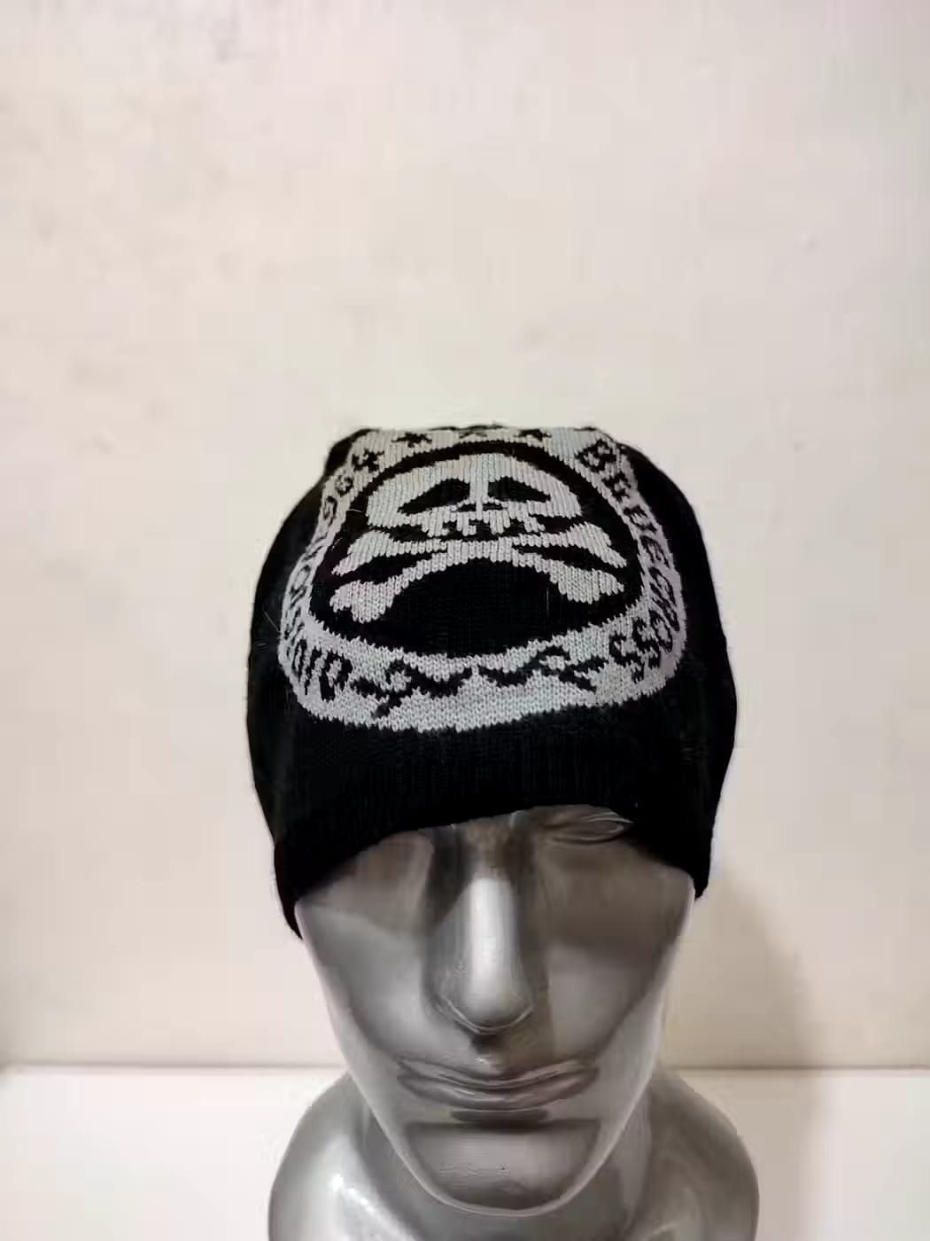 image of Avant Garde Japanese Skull Beanie Punk Rock Bondage Hats in Black, Men's