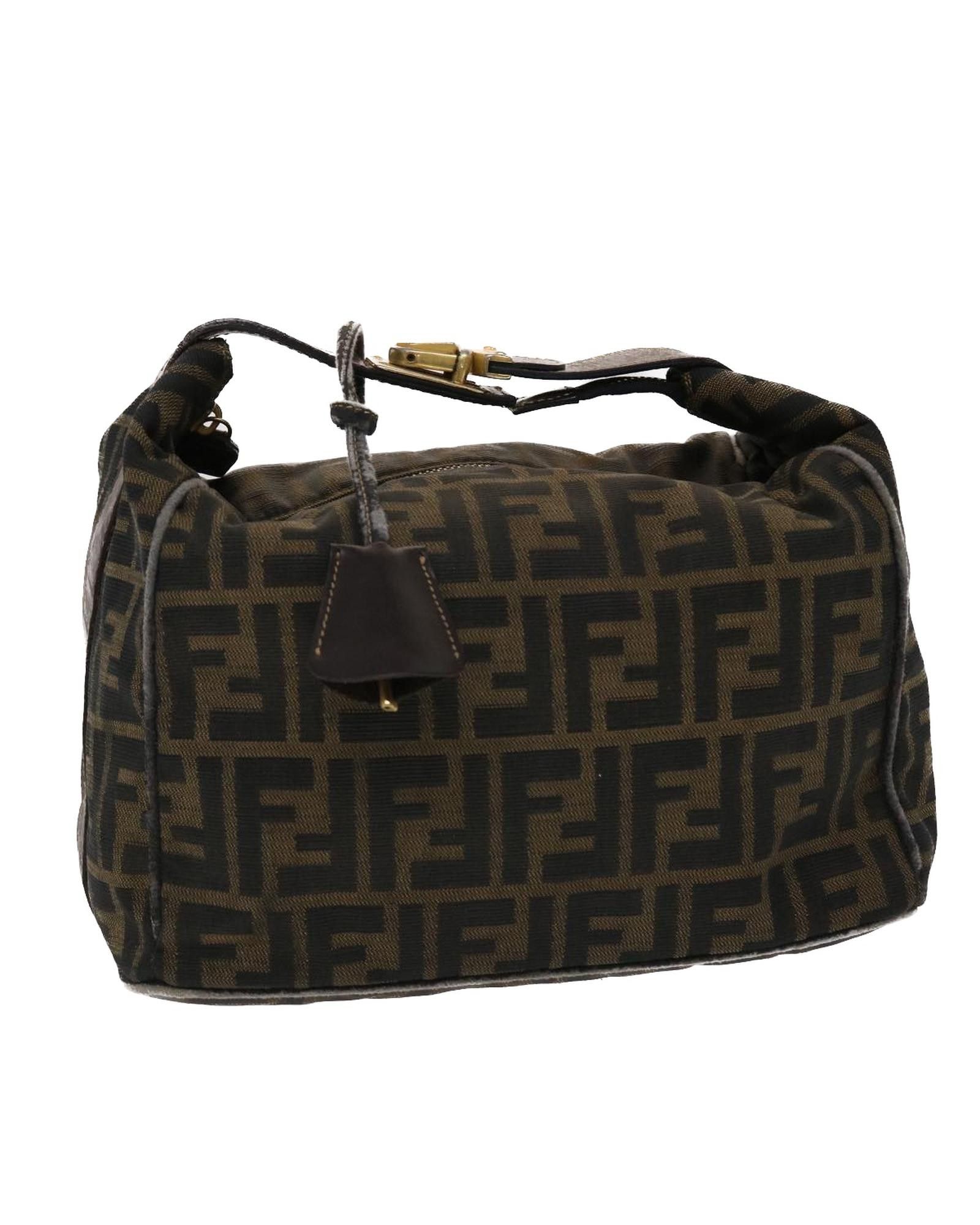 image of Fendi Zucca Canvas Hand Bag - Nylon Brown Black, Women's