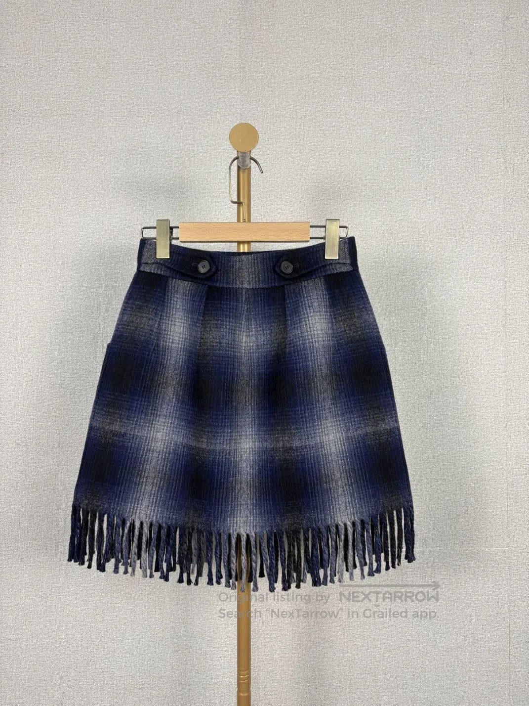 Dior Dior Wool Plaid High-Waist Fringe Skirt. Size US 36 / EU 52 - 2 Thumbnail