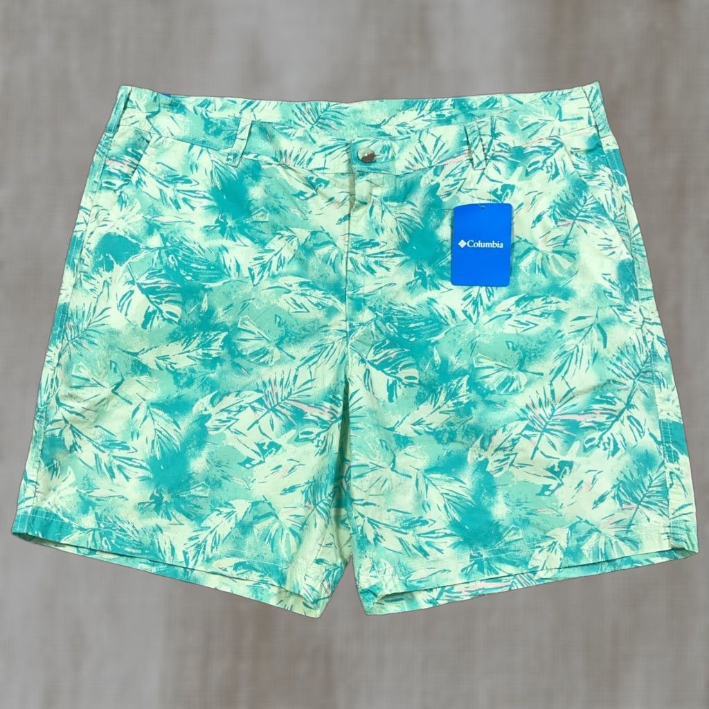 Vintage Columbia Shorts Men 40 Green Chino Palm Print Floral Washed Out Flat Front NEW Size US 40 / EU 56 - 1 Thumbnail