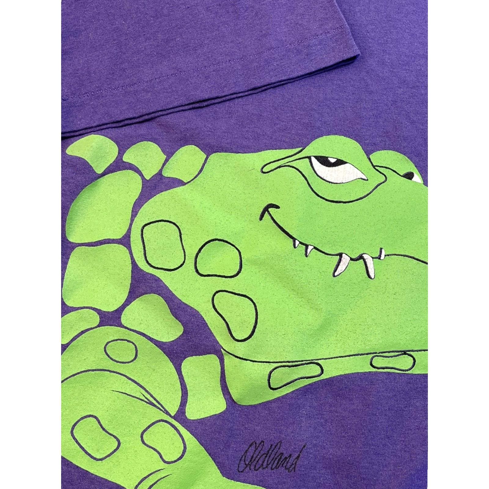 TEE JAYS VINTAGE Hanes 90s T Shirt Nature Gator Crocodile Alligator Single Stitch Sz XL Teejays Crew Neck Short Sleeve Graphic Logo Purple Men Size US XL / EU 56 / 4 - 4 Thumbnail