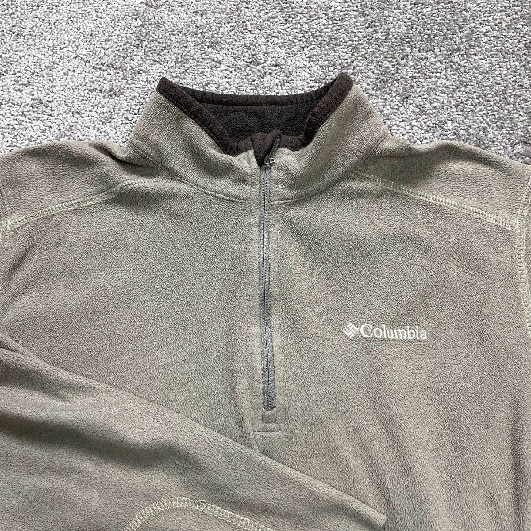 Vintage Columbia Jacket Womens Small Beige Gray 1/4 Zip High Neck Fleece Outdoor Hiking Size S / US 4 / IT 40 - 3 Thumbnail