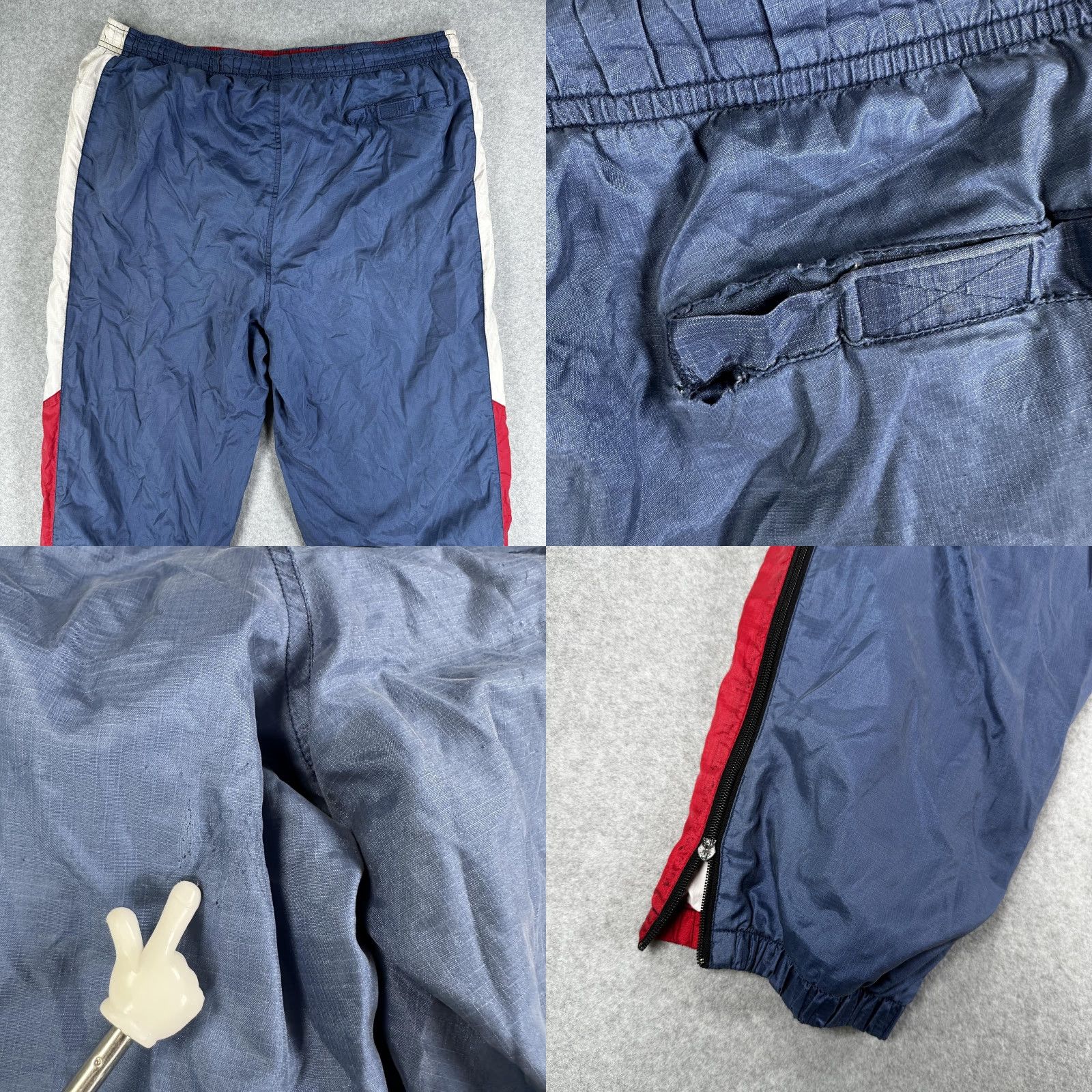 Tommy Hilfiger Tommy Hilfiger Athletics Pants Mens 2XL Colorblock Track Pants Navy Blue Red Beige Pockets Drawstring Zip Ankle Size US 39 - 8 Thumbnail