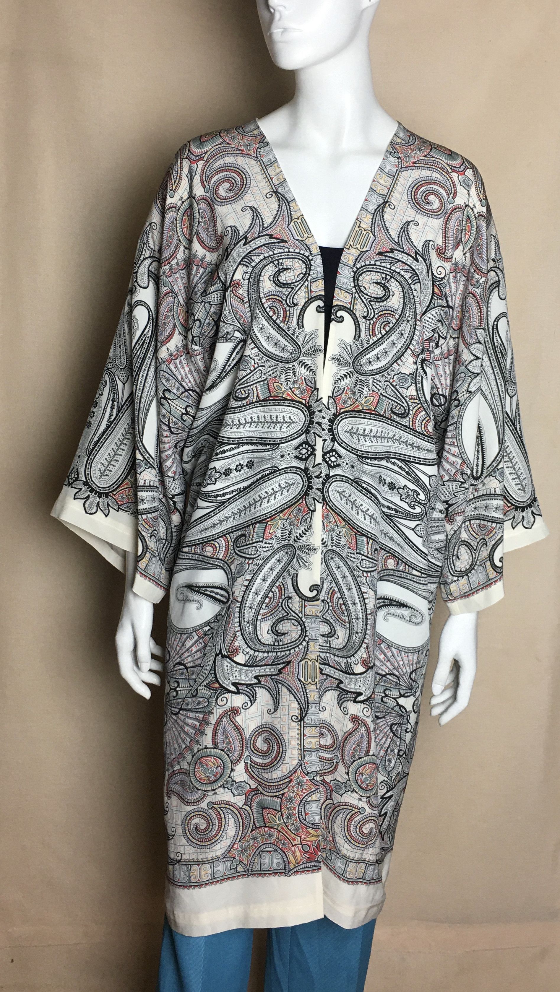 Etro ETRO Silk Paisley Print Kaftan Kimono Size ONE SIZE - 5 Thumbnail