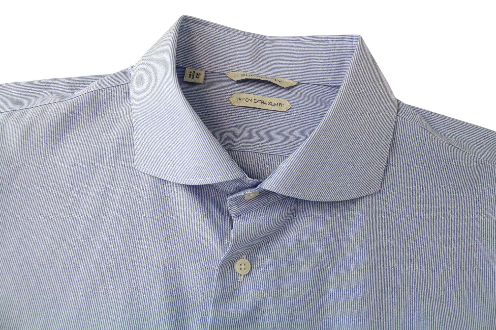 Suitsupply 46/18 Extra Slim Blue Cotton Shirt 78585 Size 46R - 3 Thumbnail