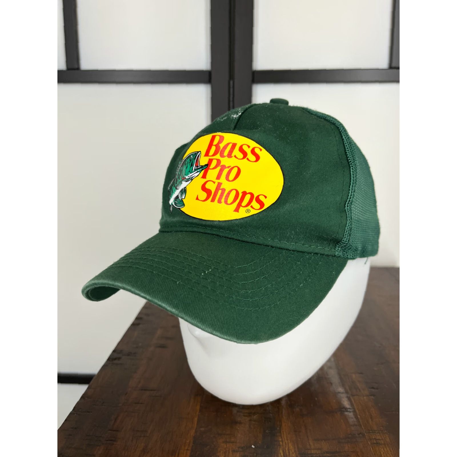 Bass Pro Shops Bass Pro Shops Hat Cap Snap Back Adult Green Trucker Hat Twill Cotton Fish Camp Hike Adjustable One Size Men Green 90s? Size ONE SIZE - 4 Thumbnail
