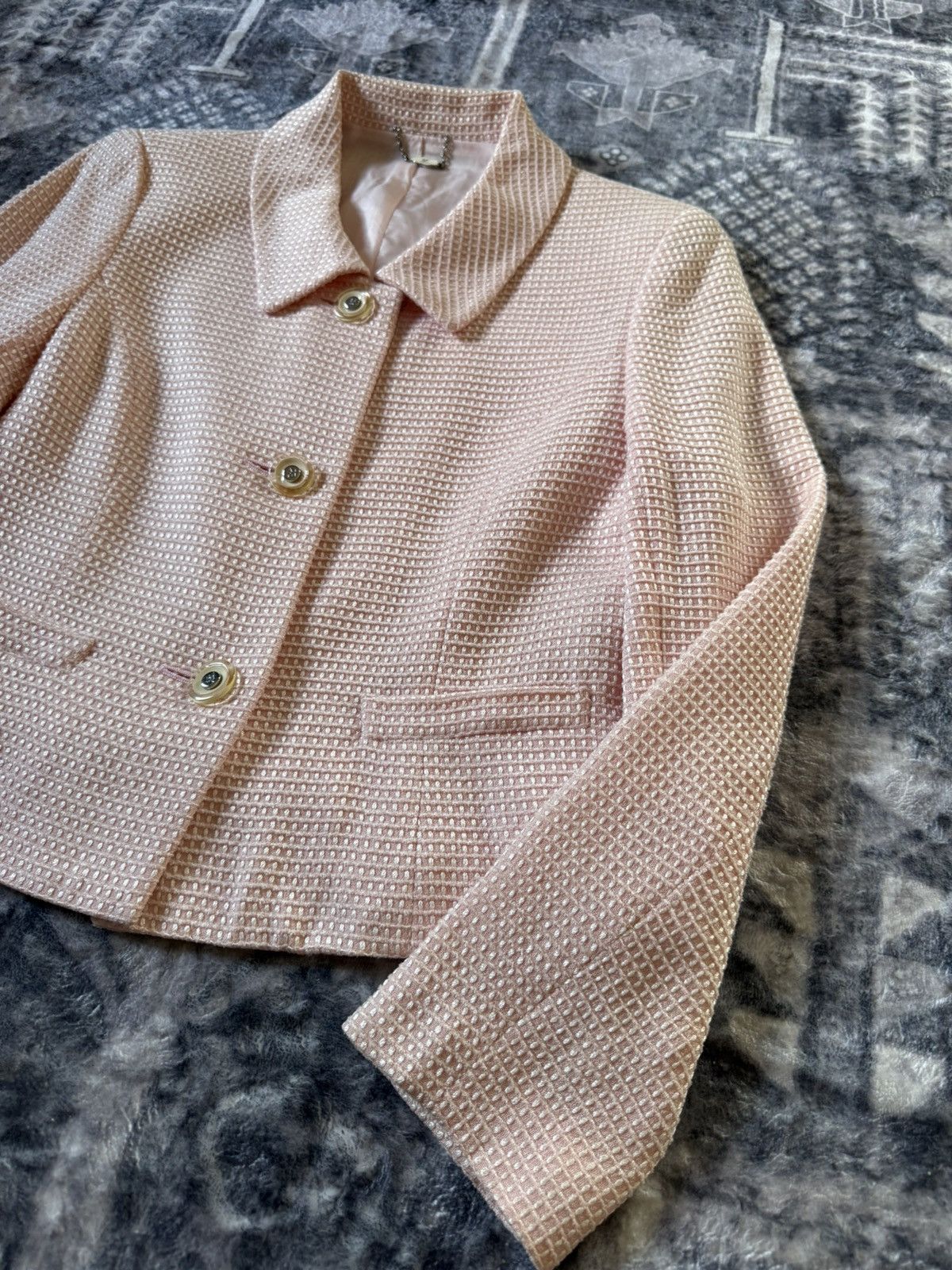 Courreges Vintage Couregges Pastel Pink Cropped Tweed Blazer Jacket Size M / US 6-8 / IT 42-44 - 3 Thumbnail
