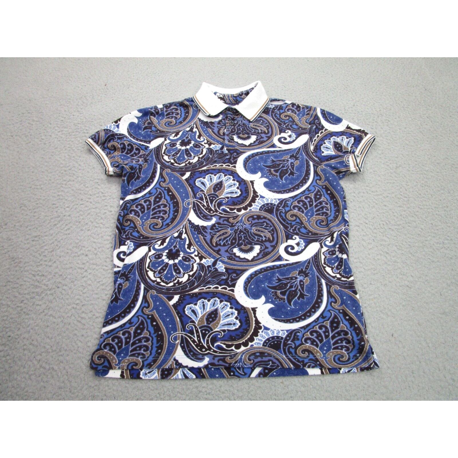 image of Etro Shirt Mens Xs, S Blue Purple Slim Fit Knit Paisley Luxury Adult Small in White