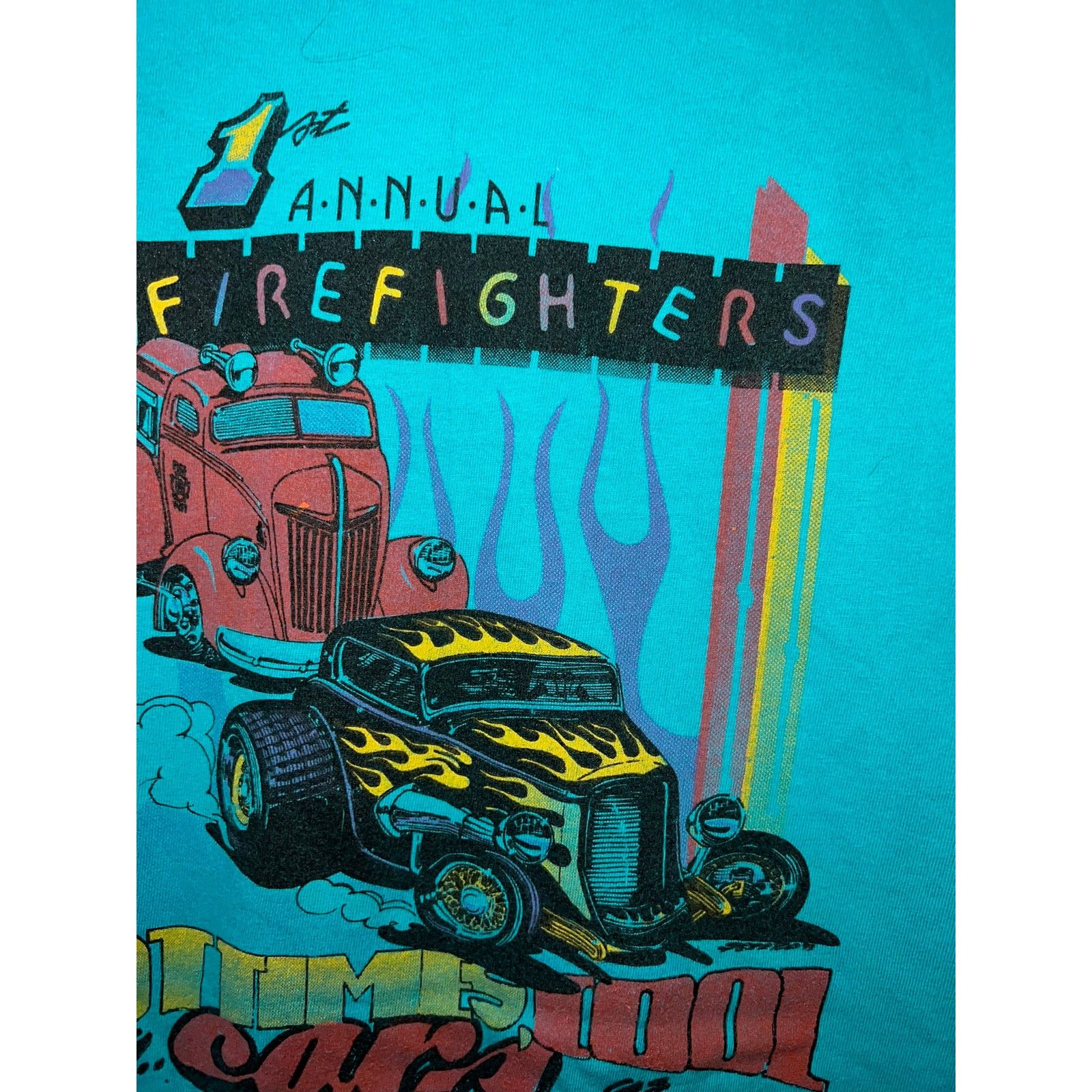 Hanes Vintage 1st Annual Firefighters Cool Cars Car Shirt VTG XL Size US XL / EU 56 / 4 - 7 Thumbnail
