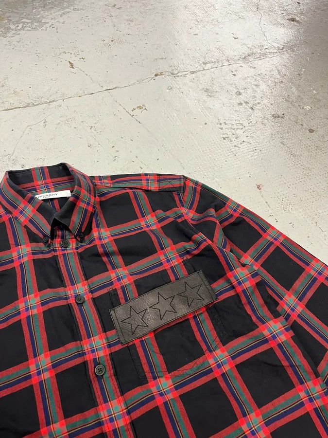 Givenchy SS2016 Givenchy Star Leather Patch Tartan Shirt by Riccardo Tisci Size US S / EU 44-46 / 1 - 5 Thumbnail