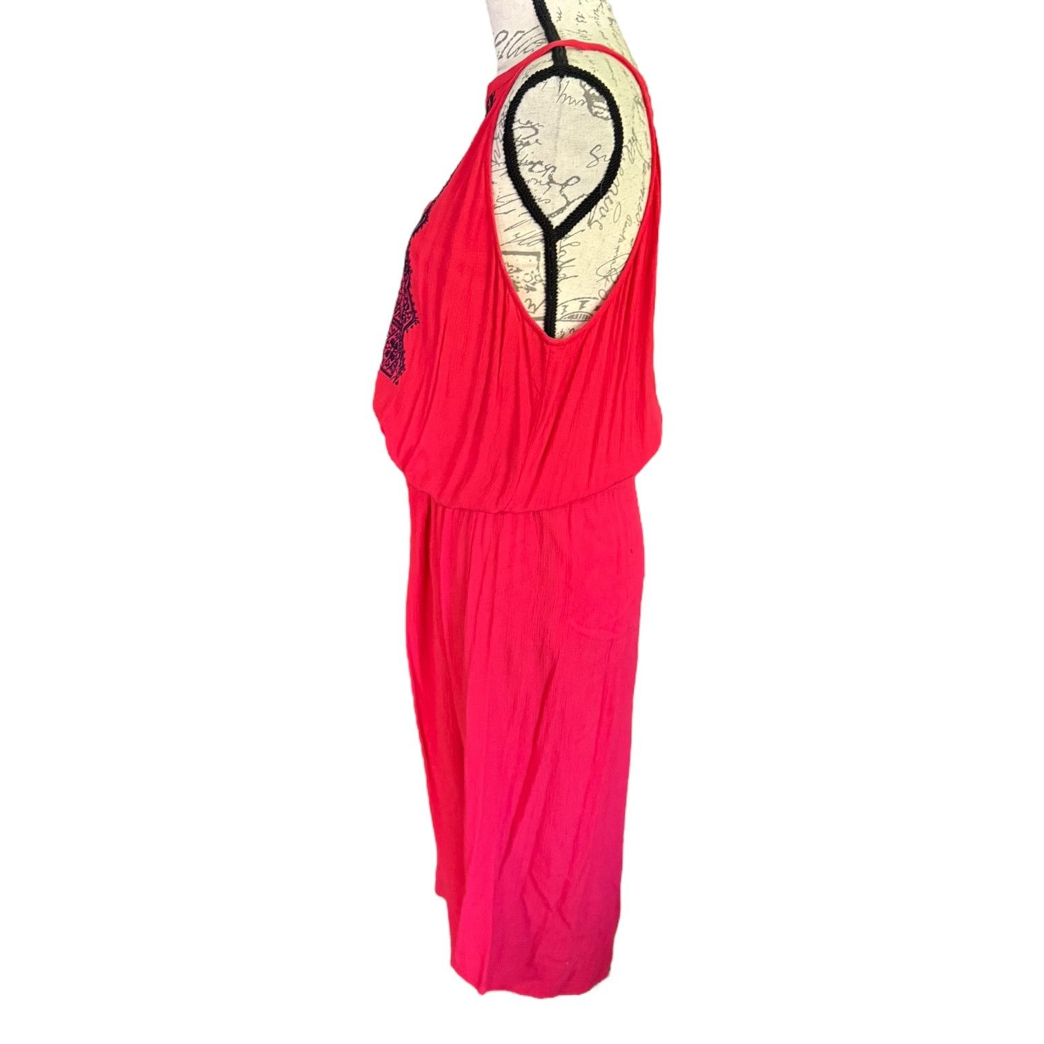 Gap Gap Red V Neck Split Embroidered Red Blue Sundress Large Size L / US 10 / IT 46 - 2 Thumbnail