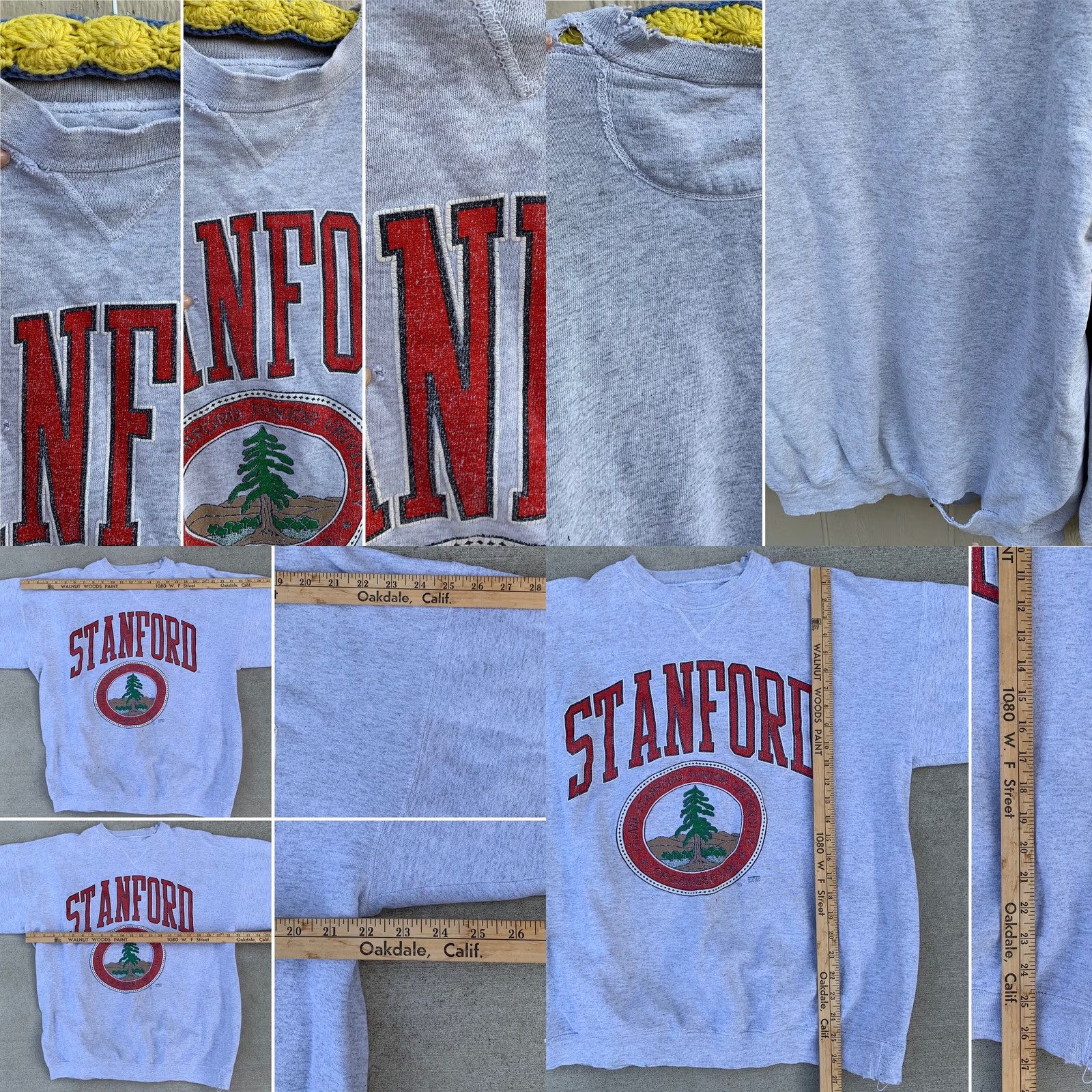 Vintage VINTAGE Stanford Sweatshirt XL Very Worn Distressed Graphic Pullover Crew Neck Unisex Adults Logo 90s 80s College University Stanford California Size US XL / EU 56 / 4 - 8 Thumbnail