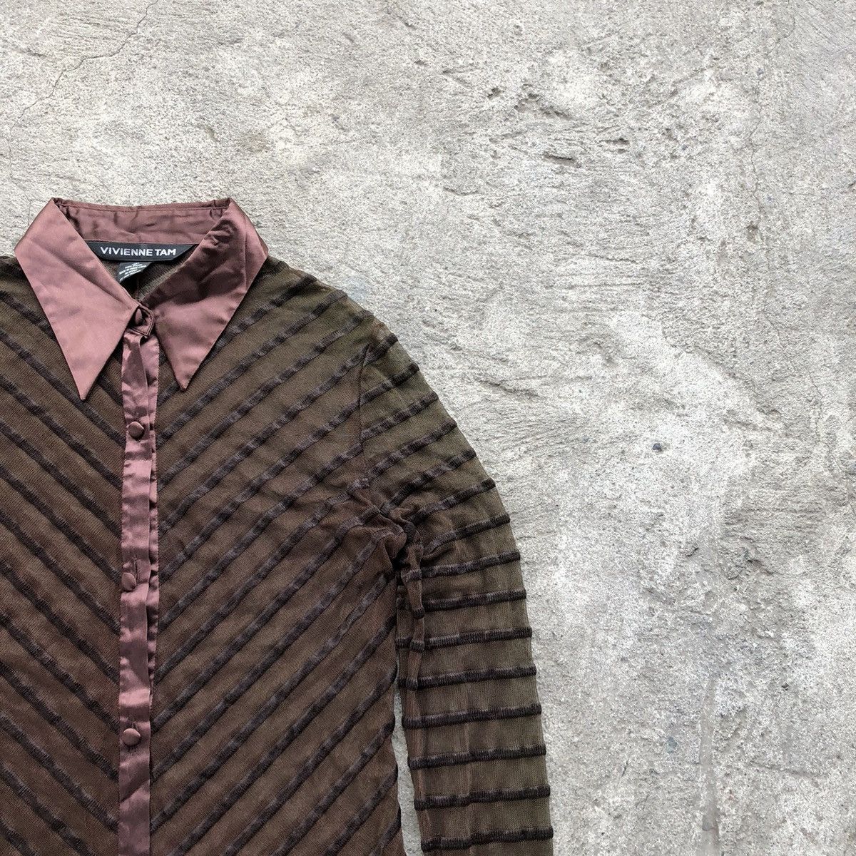 Designer × Vivienne Tam Vivienne Tam Dark Brown See Through Mesh Longsleeves Size S / US 4 / IT 40 - 3 Thumbnail