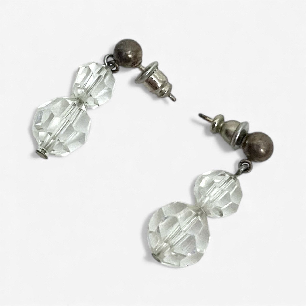 Other Vintage Clear Beaded Silver Earrings Size ONE SIZE - 2 Thumbnail