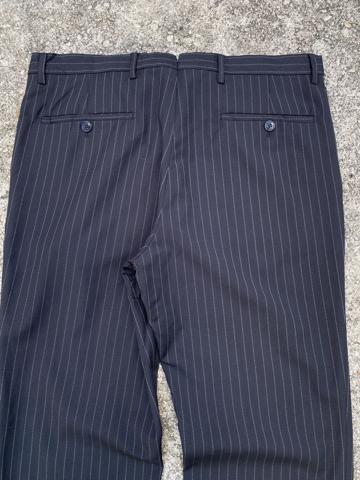Versace × Versace Jeans Couture VERSACE BLACK FINE SILVER PINSTRIPE TROUSER PANT Size US 33 - 7 Thumbnail