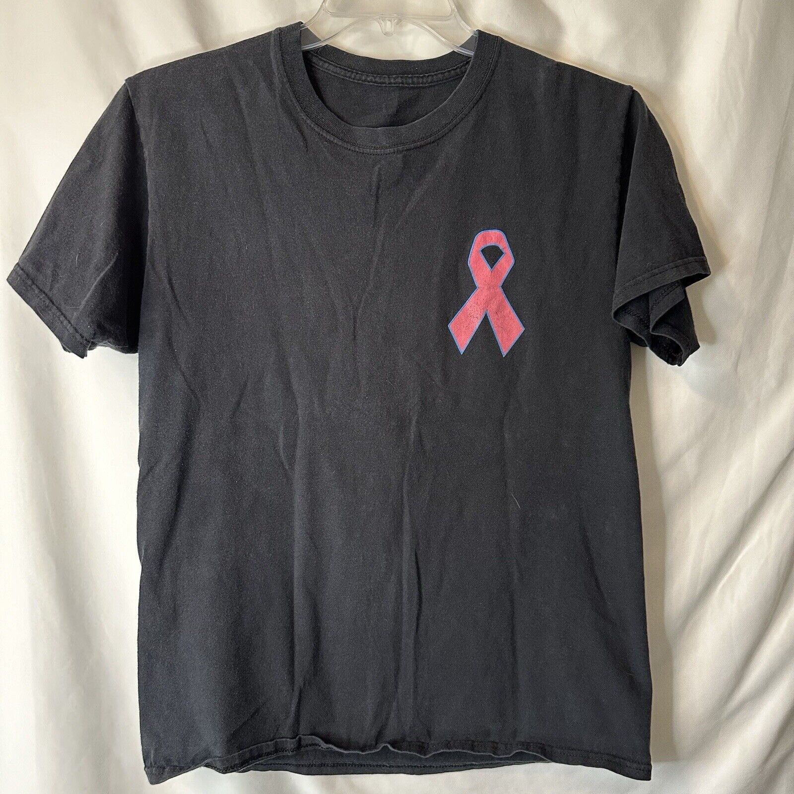 The Unbranded Brand Breast Cancer Awareness Small Black T-shirt pink/Blue Ribbon Size US S / EU 44-46 / 1 - 8 Thumbnail