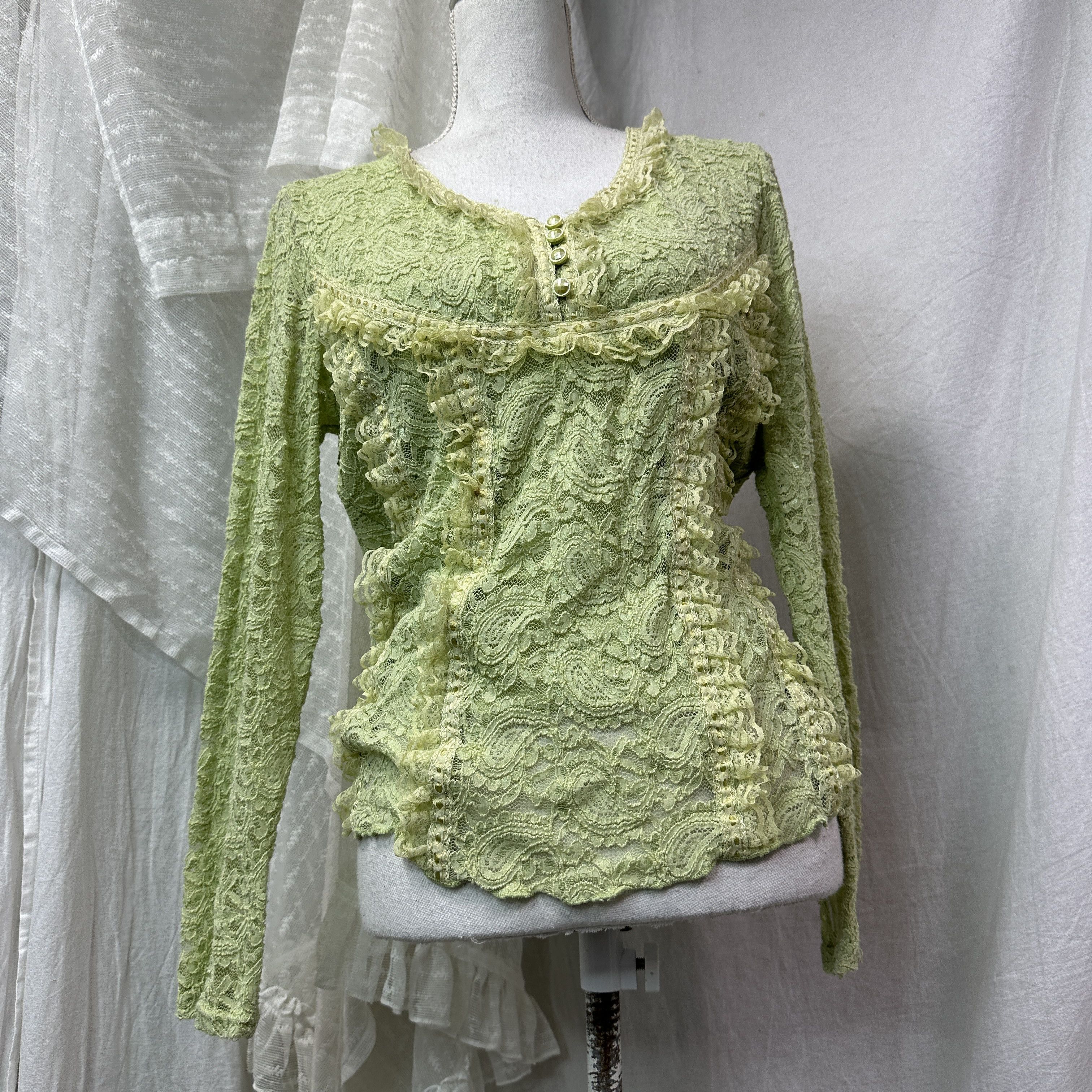 Vintage Vintage Embroined Cottage Mesh Lace Shirt Y2K Size L / US 10 / IT 46 - 5 Thumbnail