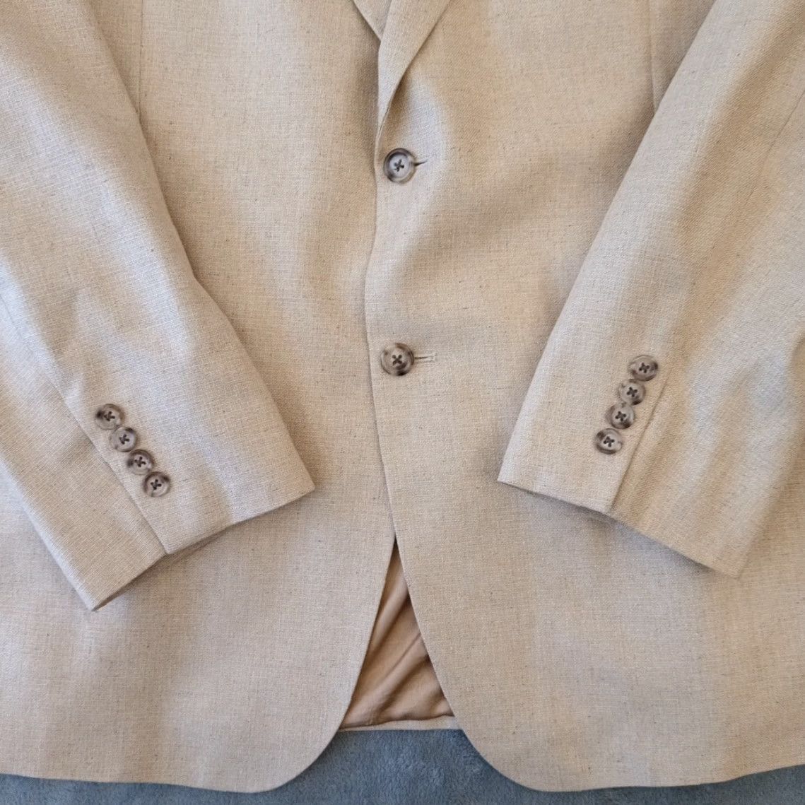 Jos. A. Bank Jos A Bank Blazer Mens 44 Beige Silk Two Button Single Vent Plaid Notch Lapel 2 Piece Jacket Coat Regular Raglan? Size 44R - 4 Thumbnail
