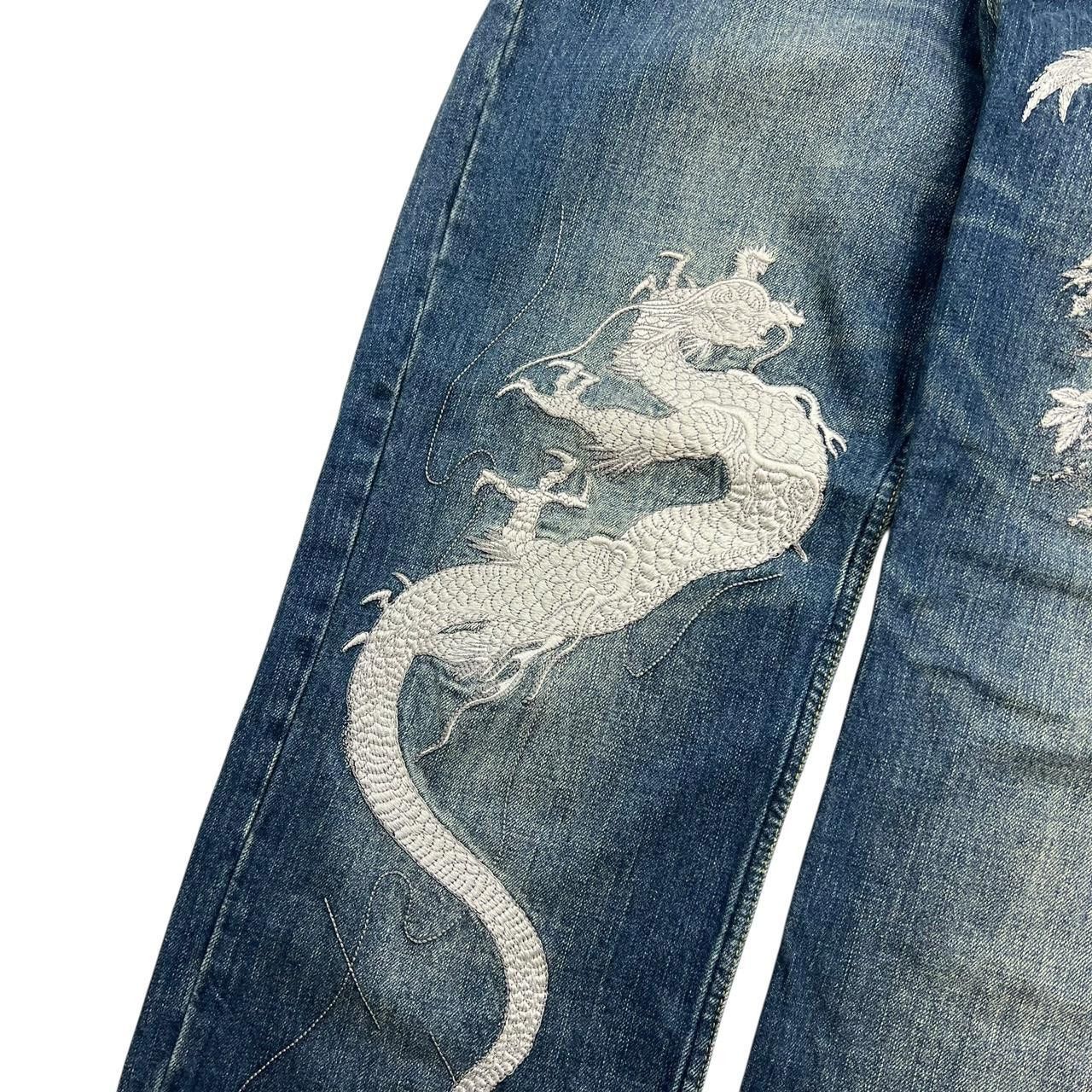 Karakuri Tamashii Karakuri Tamashii Embroidered Dragon Japanese Jeans Waist 32 Size US 32 / EU 48 - 3 Thumbnail