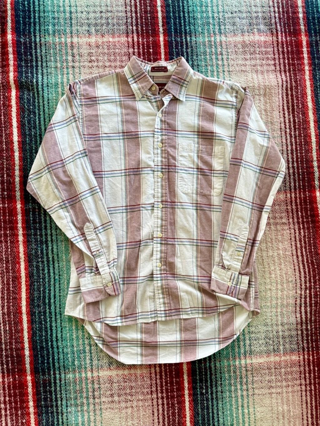 Chaps Ralph Lauren 90s Chaps Ralph Lauren Cream/Maroon Shirt M Size US M / EU 48-50 / 2 - 1 Thumbnail