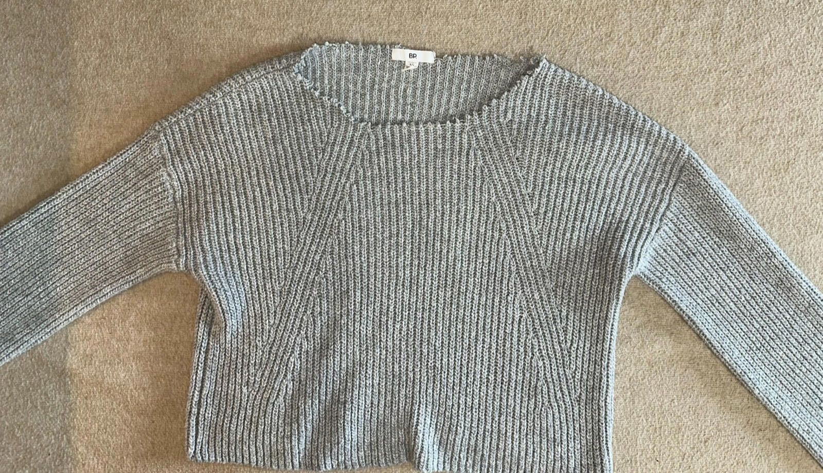 BP. Gray Ribbed Knit Cropped Sweater Women’s Size X Size XS / US 0-2 / IT 36-38 - 1 Thumbnail