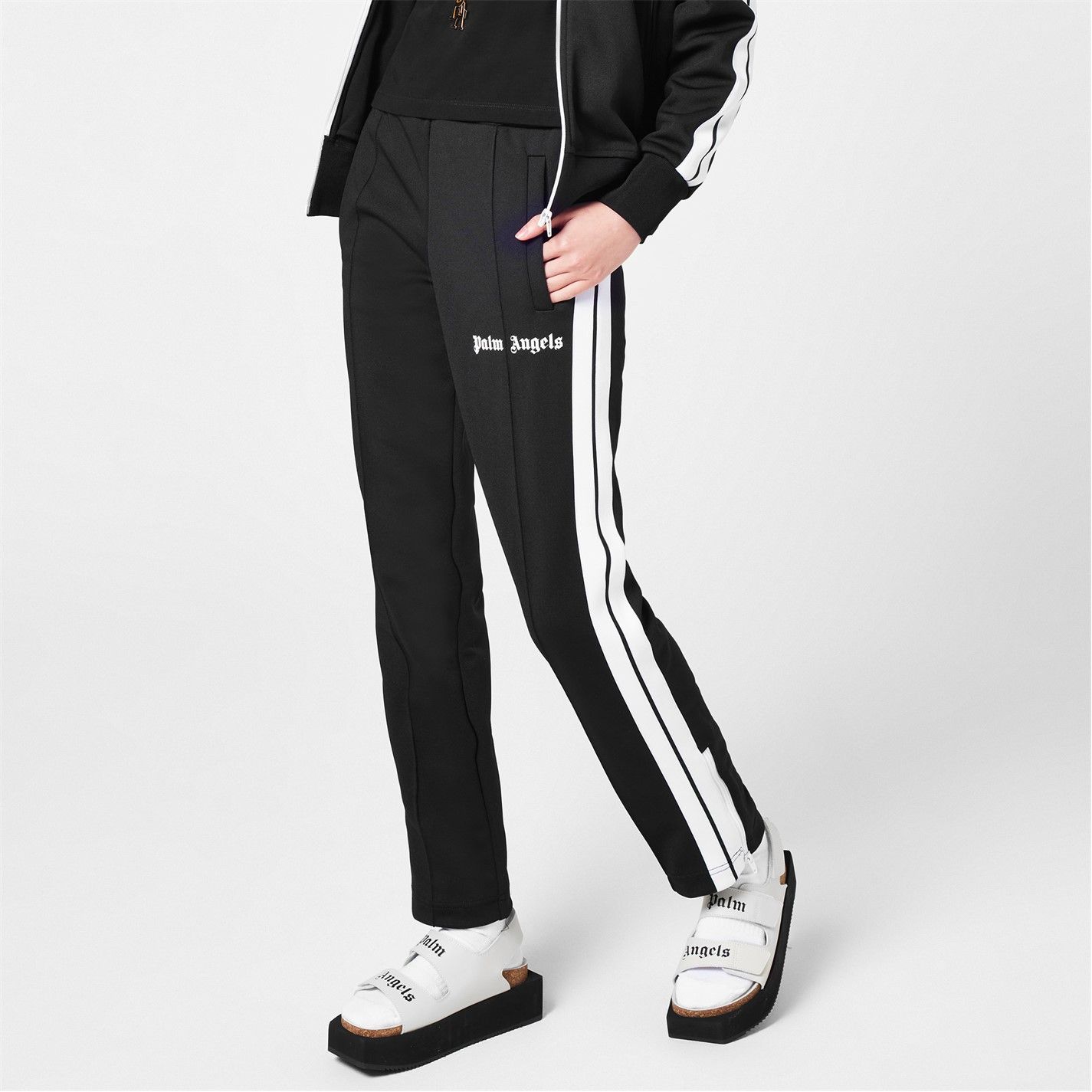 Palm Angels o1g2r1mq0325 Lassic Track Pant in Black & White Size 32" / US 10 / IT 46 - 4 Thumbnail