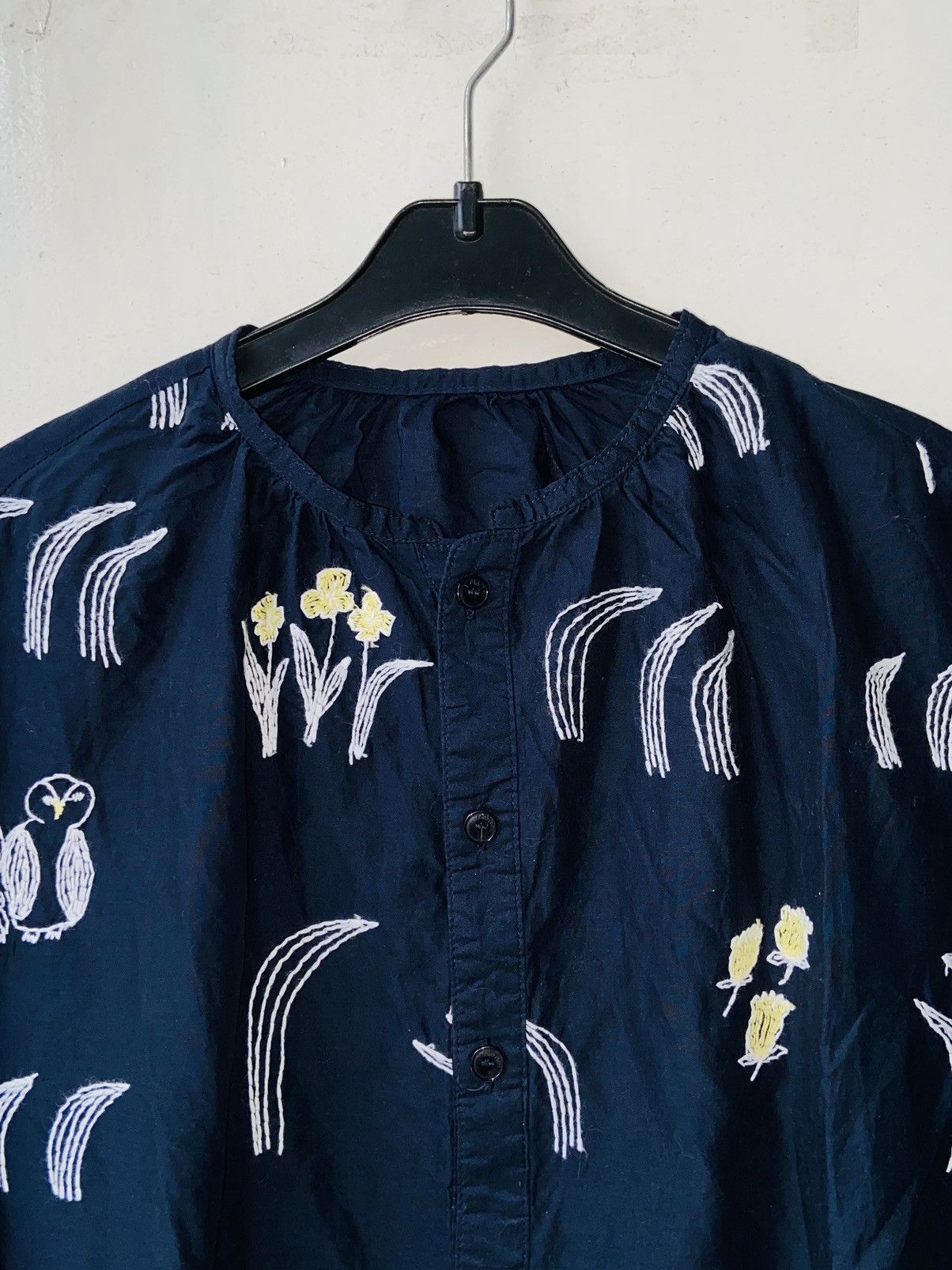 Issey Miyake × Ne-Net Ne-Net Navy Shirt Animal and Flower motif Size 52L - 2 Thumbnail