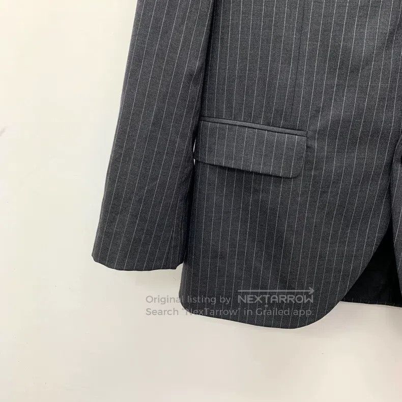 Saint Laurent Paris Saint Laurent Paris Black Striped Wool Collar Single Butto Size S / US 4 / IT 40 - 4 Thumbnail