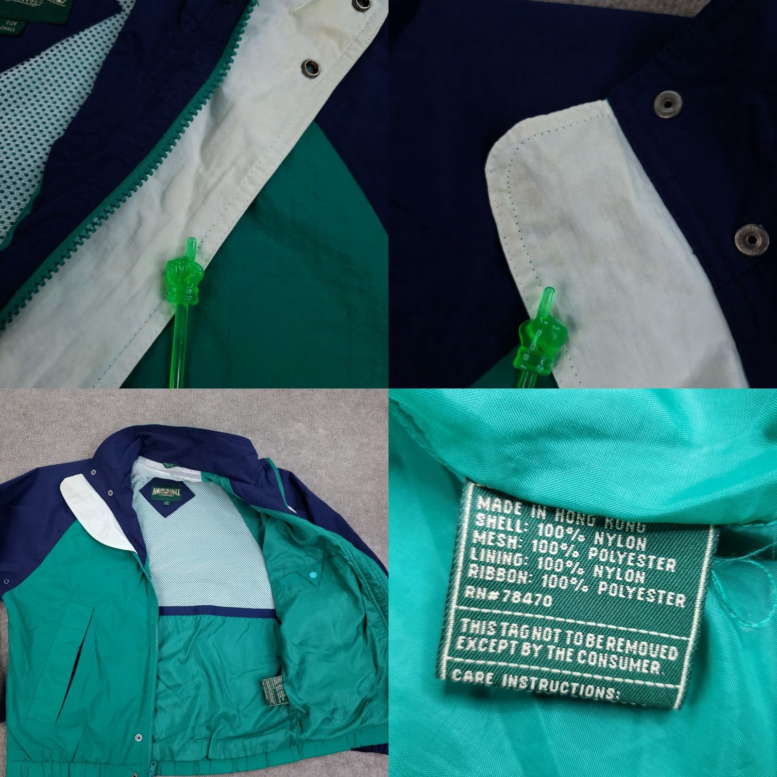 American Eagle Outfitters VINTAGE American Eagle Windbreaker Jacket Small Green Mens Size US S / EU 44-46 / 1 - 8 Thumbnail