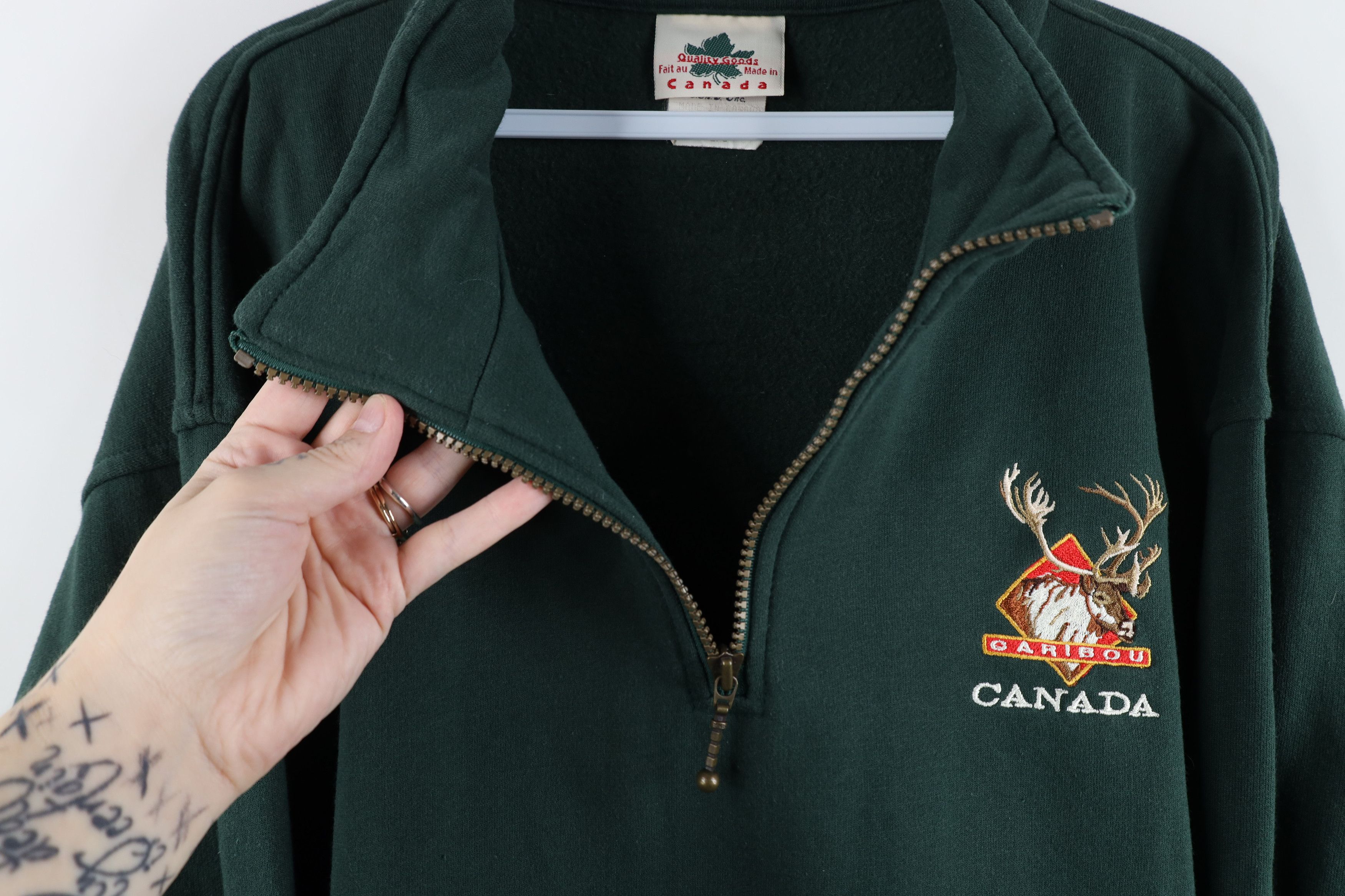 Vintage Vintage 90s Streetwear Canada Half Zip Sweatshirt Green Size US L / EU 52-54 / 3 - 5 Thumbnail
