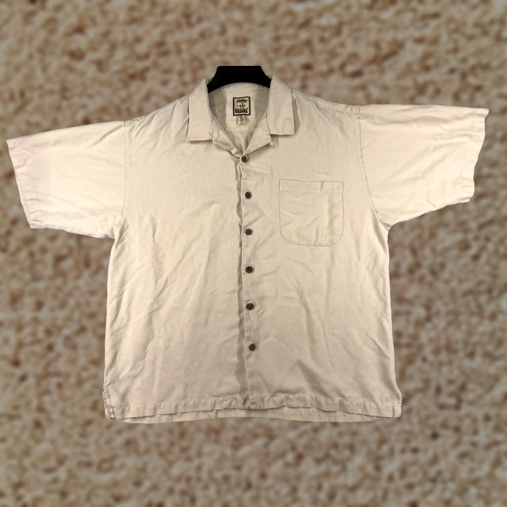 Tommy Bahama Tommy Bahama Shirt Mens XL Beige 100% Silk Button-Up Herringbone Aloha Beach Vacation Resort Shirt Mens XL Beige Silk Button-Up Size US XL / EU 56 / 4 - 1 Thumbnail
