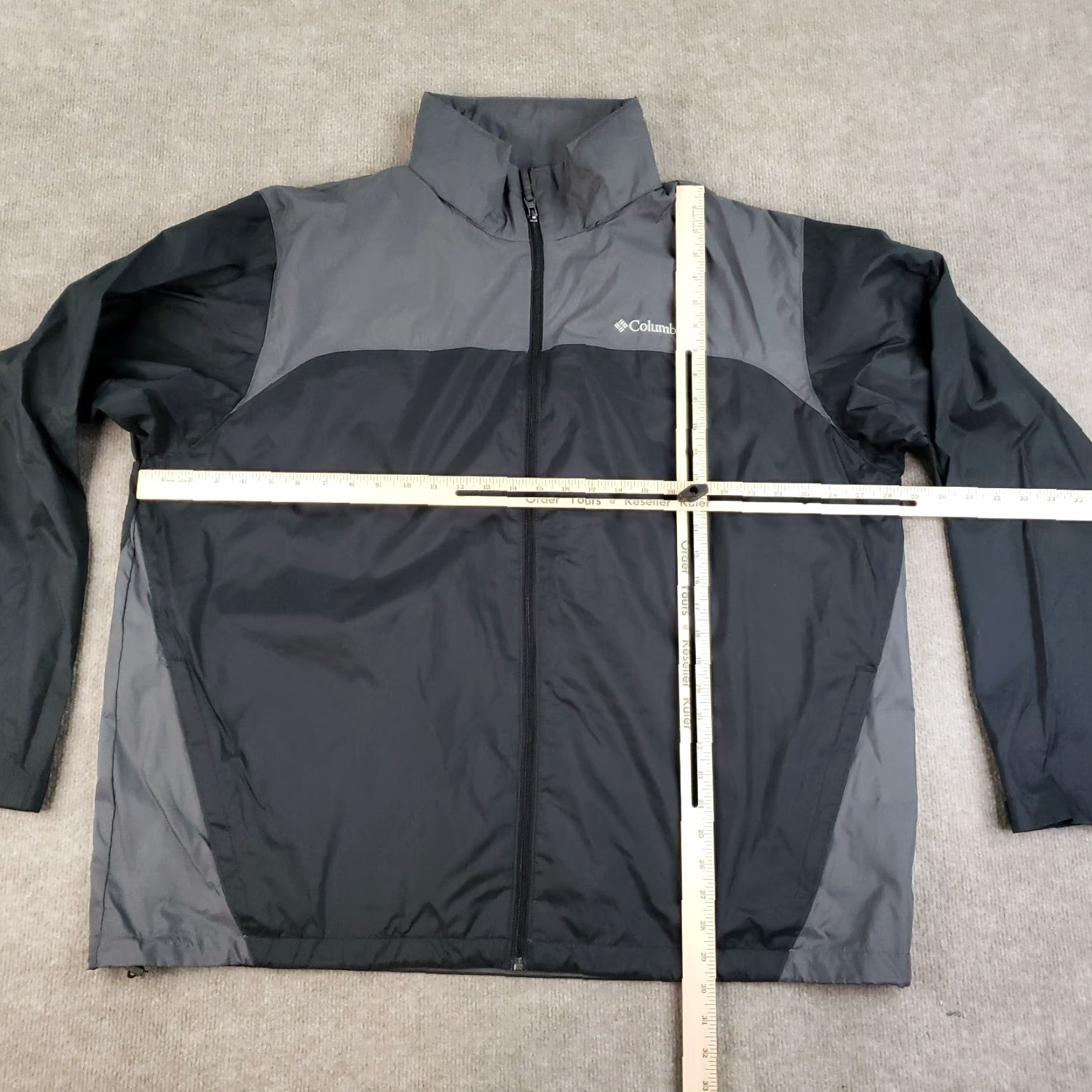 Vintage Columbia Windbreaker Jacket Mens 2XL XXL Black Gray Packable Hooded Full Zip Size US XXL / EU 58 / 5 - 2 Thumbnail