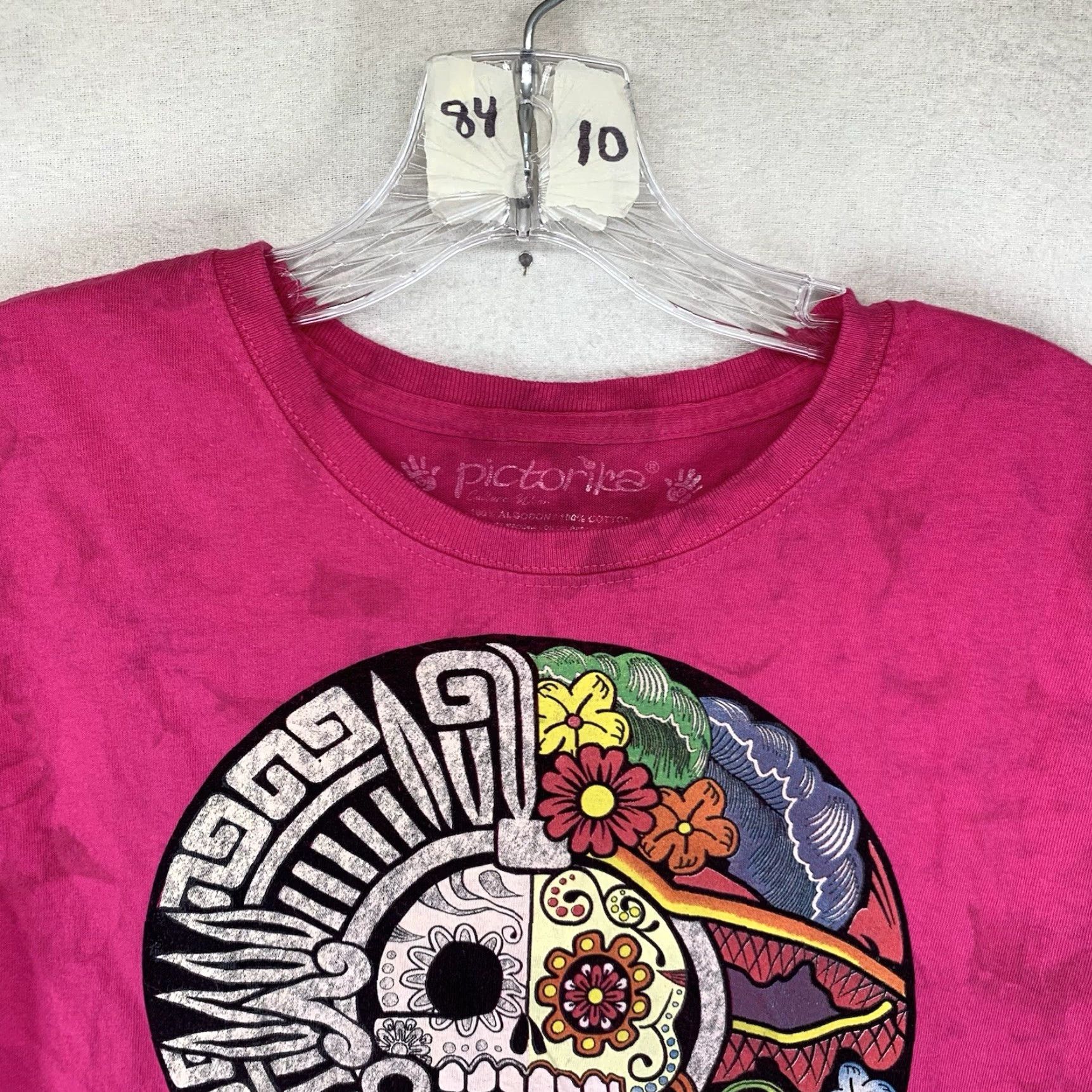 Sugar WOMEN'S PICTORAIA SUGAR SKULL ART T-SHIRT LARGE MAGENTA COLORFUL COTTON GRAPHIC AZTEC BOHEMIAN Size L / US 10 / IT 46 - 4 Thumbnail
