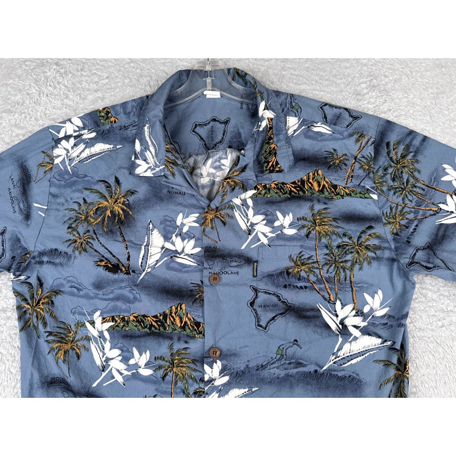 Vintage Palmwave Shirt Men's XL Blue Floral Island Map Hawaiian Button-Up Beach Size US XL / EU 56 / 4 - 4 Thumbnail