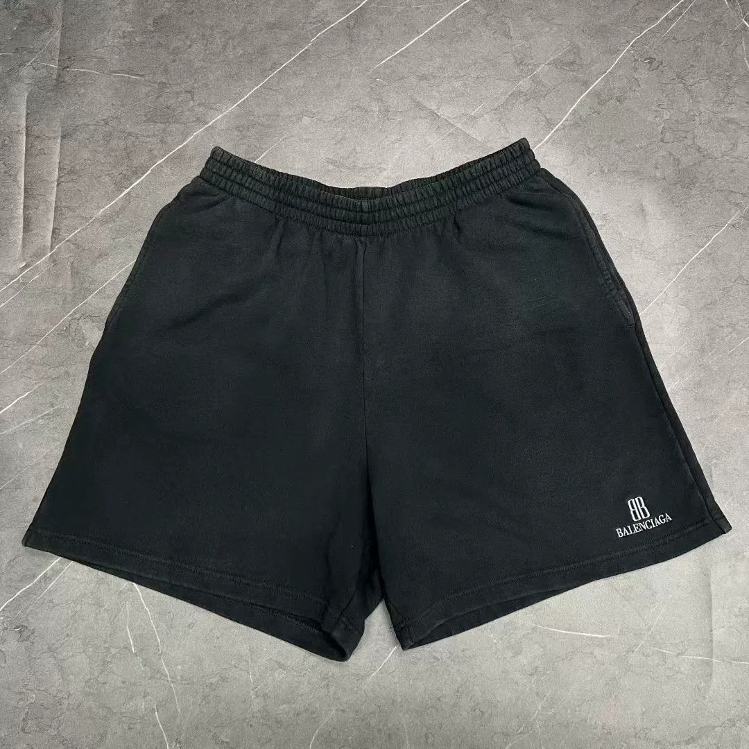 Balenciaga Balenciaga 25 Distressed Double B Embroidered Shorts Size US 26 / EU 42 - 1 Thumbnail