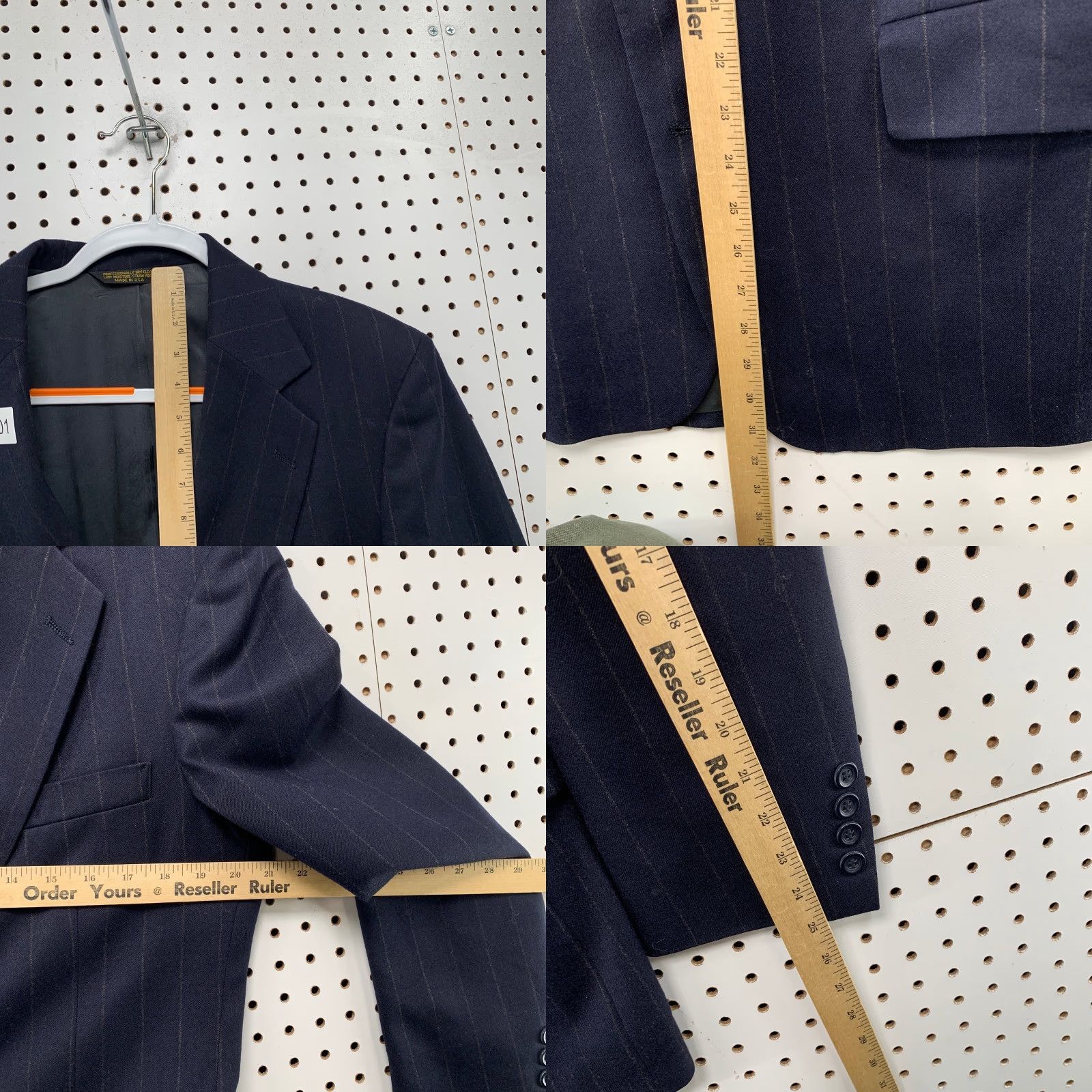 Vintage VINTAGE Embassy Blazer Mens 42 Wool Navy Blue Chalk Striped Business USA Blazer Mens 42 Navy Blue Chalk Striped Embass Size 42R - 9 Thumbnail