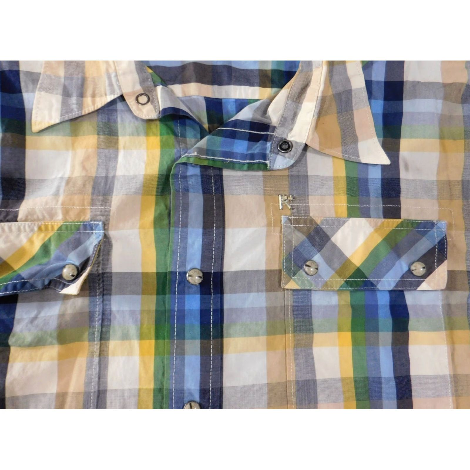Rocawear Rocawear Shirt 3XL Mens Yellow Plaid Embroidered Button-Up Short Sleeve Retro Vintage Shirt Size US XXL / EU 58 / 5 - 6 Thumbnail