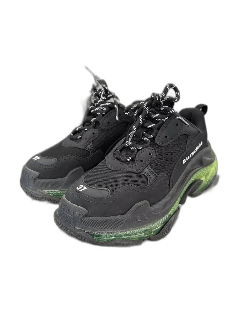 Balenciaga Balenciaga Triple S Black Green Women's Sneakers Size US 6 / EU 39 - 1 Thumbnail